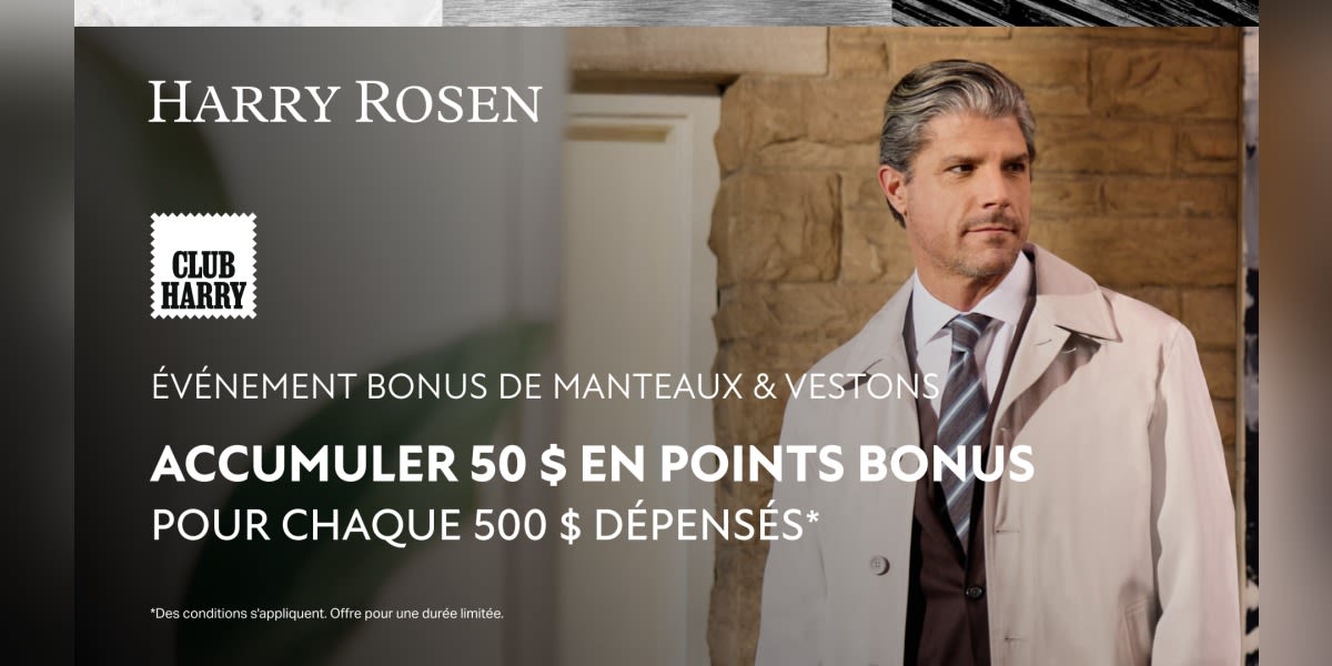 ÉVÉNEMENT BONUS DE MANTEAUX & VESTONS