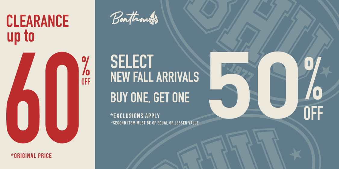 Sales are on at Boathouse!