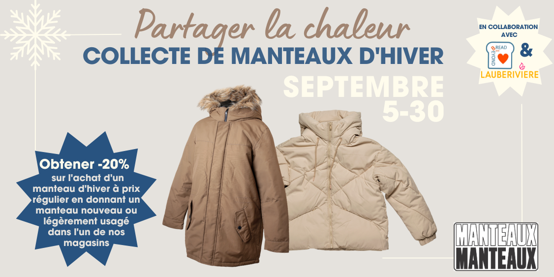 Collecte de manteaux : Partagez la chaleur - Obtenez 20% de réduction