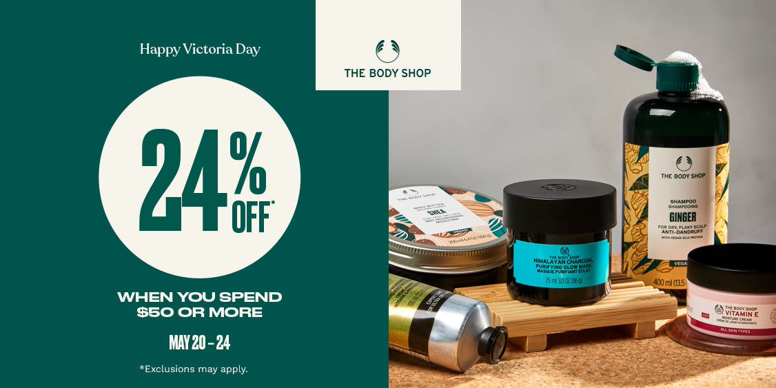 Spend $50, Save 24% at the Body Shop
