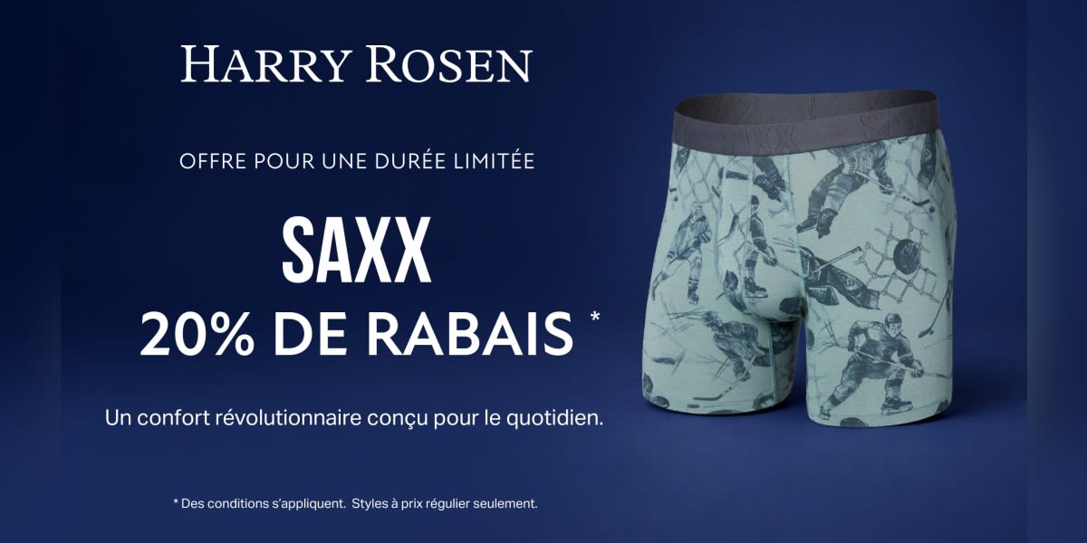 EXCLUSIVITÉ SAXX : 20 % de rabais