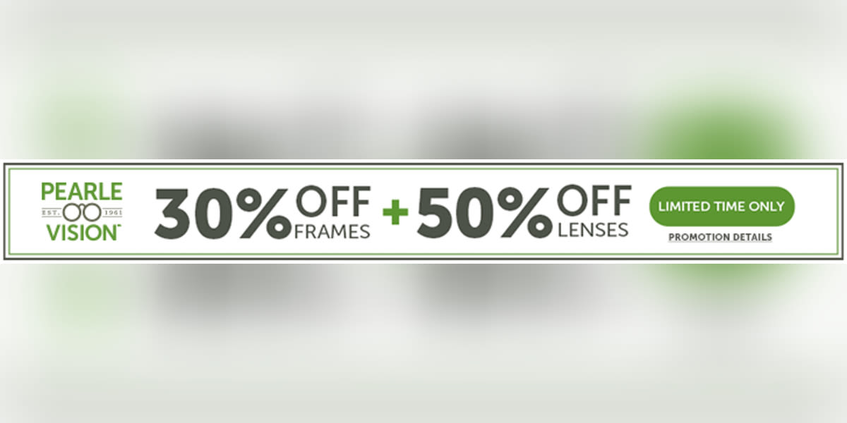 30%off frames + 50% off lenses with a complete pair purchase