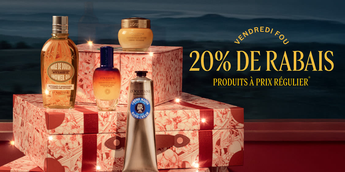 "Vendredi fou" chez L'Occitane Rideau- 20% de réduction plein tarif