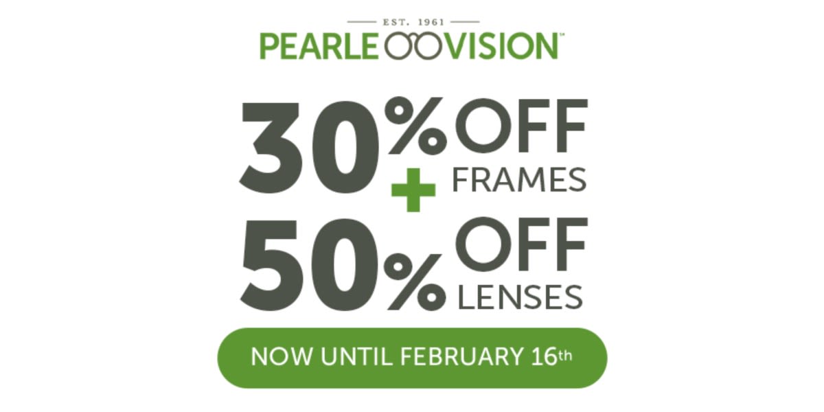 30% off frames and 50% off lenses with a complete pair purchase