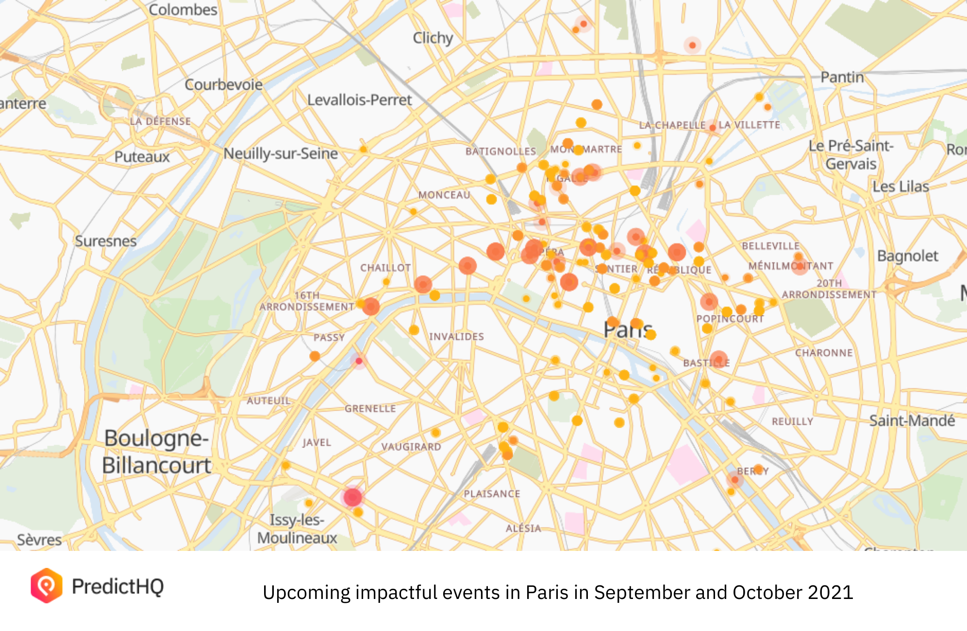 Paris heatmap - September October events 2021