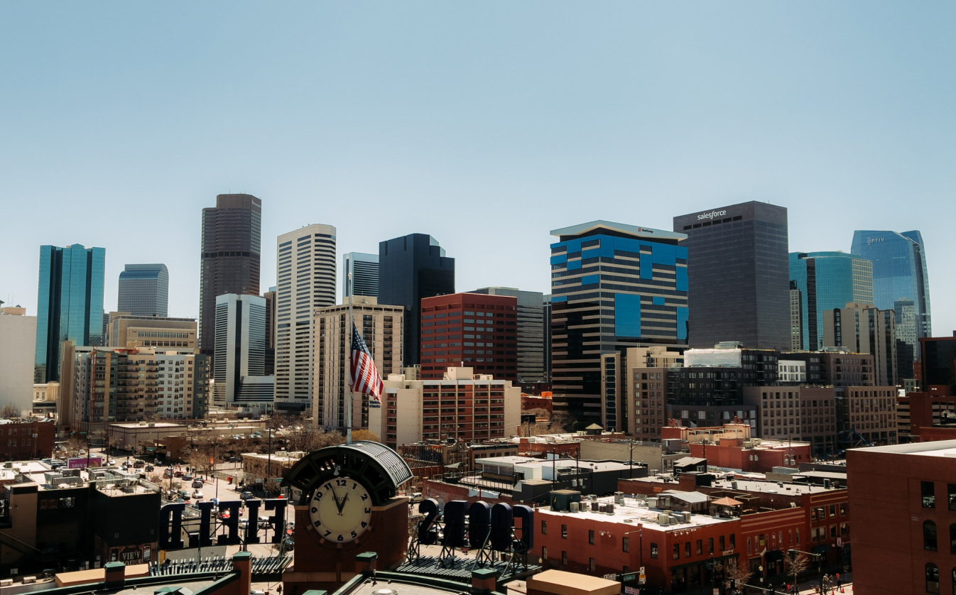 Denver city skyline from Cross Field