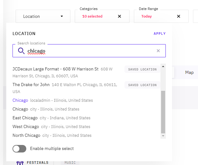 Combined location search control