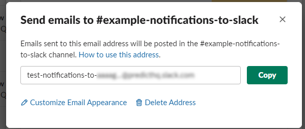 Slack email to copy