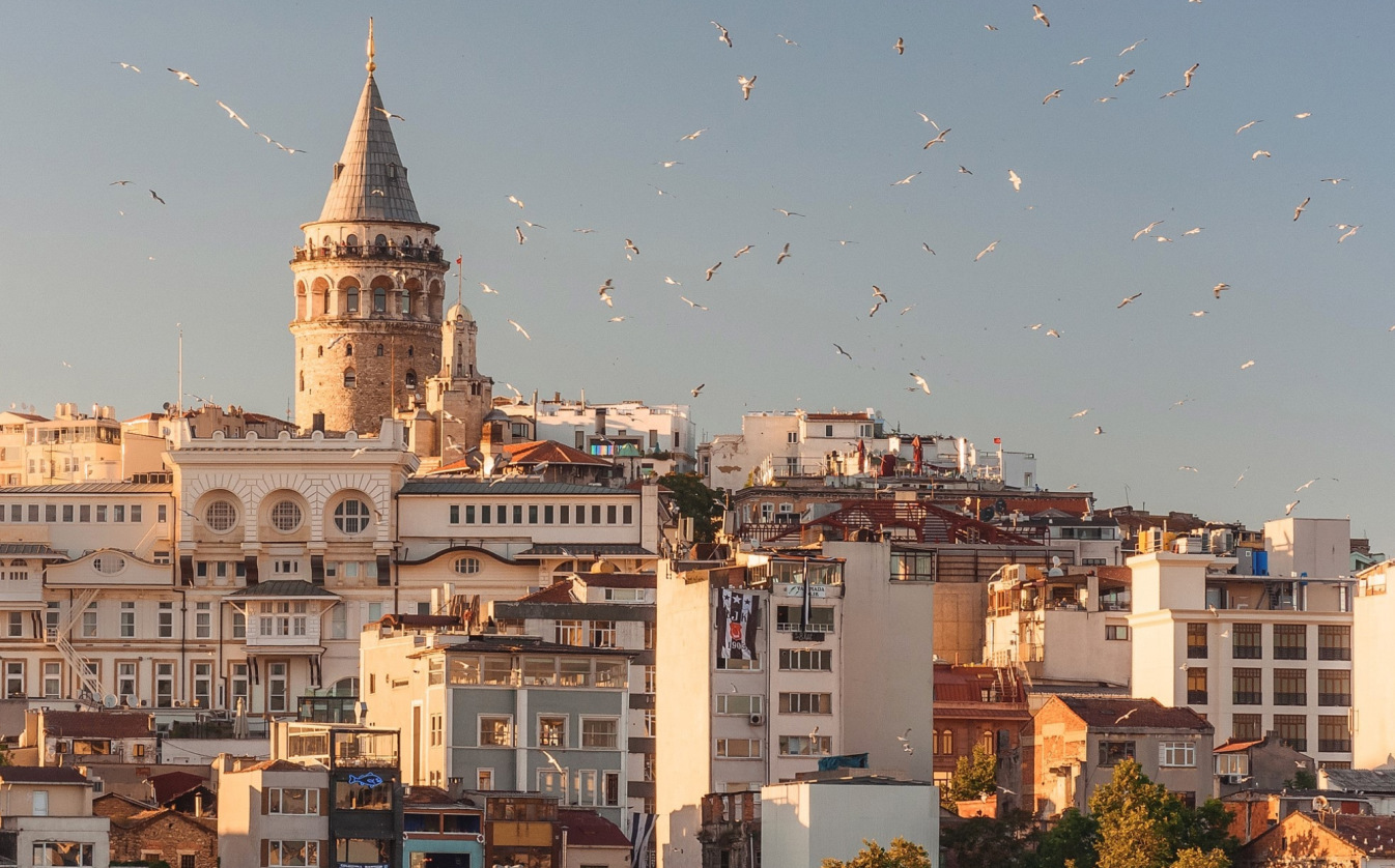 Galata Tower in Istanbul at sunrise