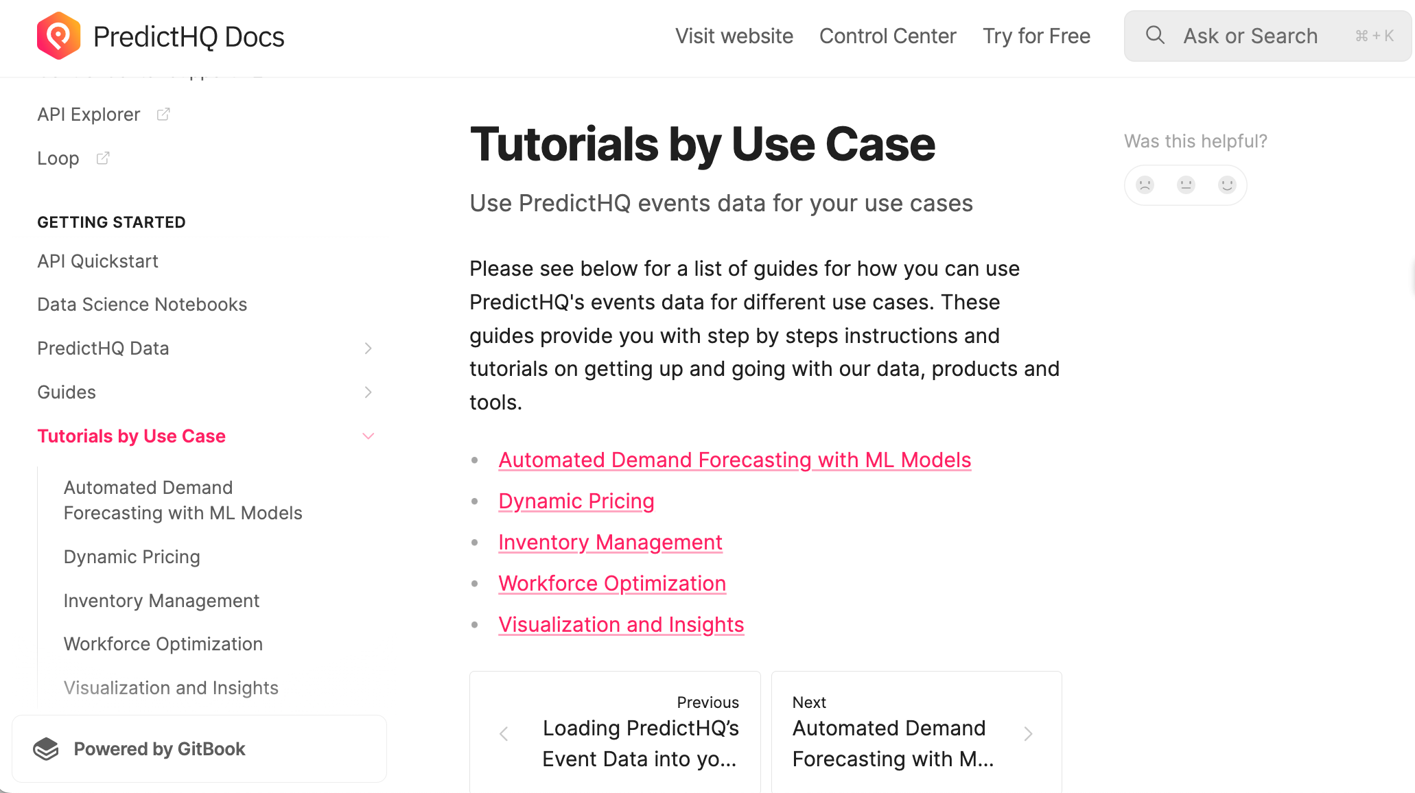 Screenshot - PredictHQ tutorials by use case