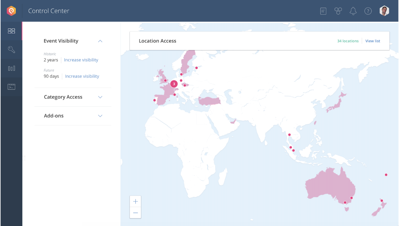 Screen from PredictHQ's Control Center