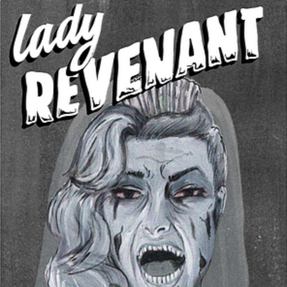 A pale, undead woman in a bridal veil with wounds on her face and mouth open in a shout.