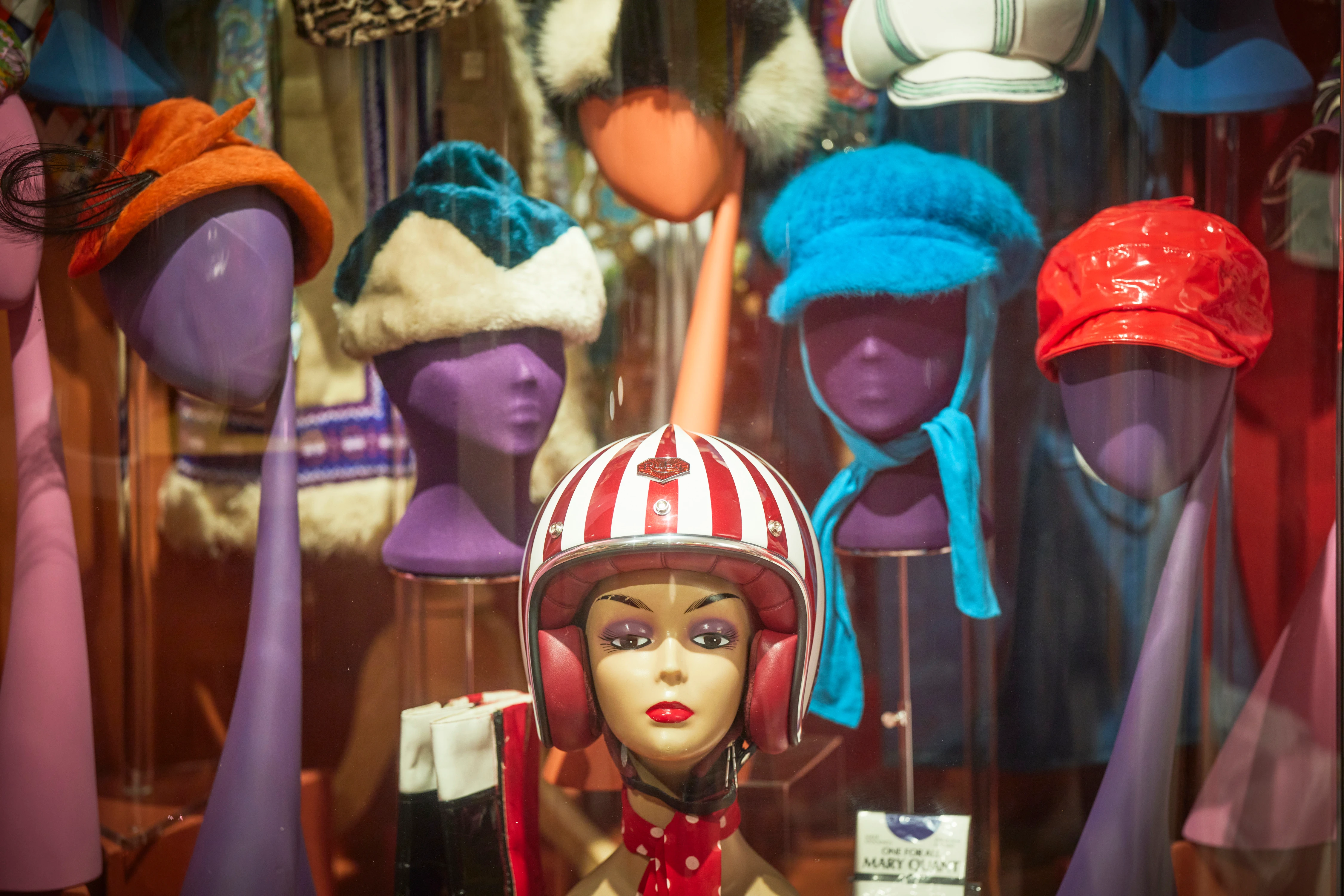 Hat Works - Trendsetting hat styles featuring women's fashion hats from the 1960s and a retro scooter helmet