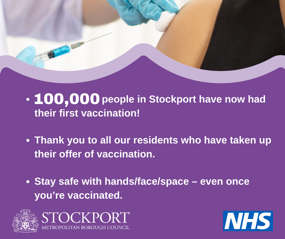 100 000 People Have Now Received A Vaccination In Stockport Stockport Council