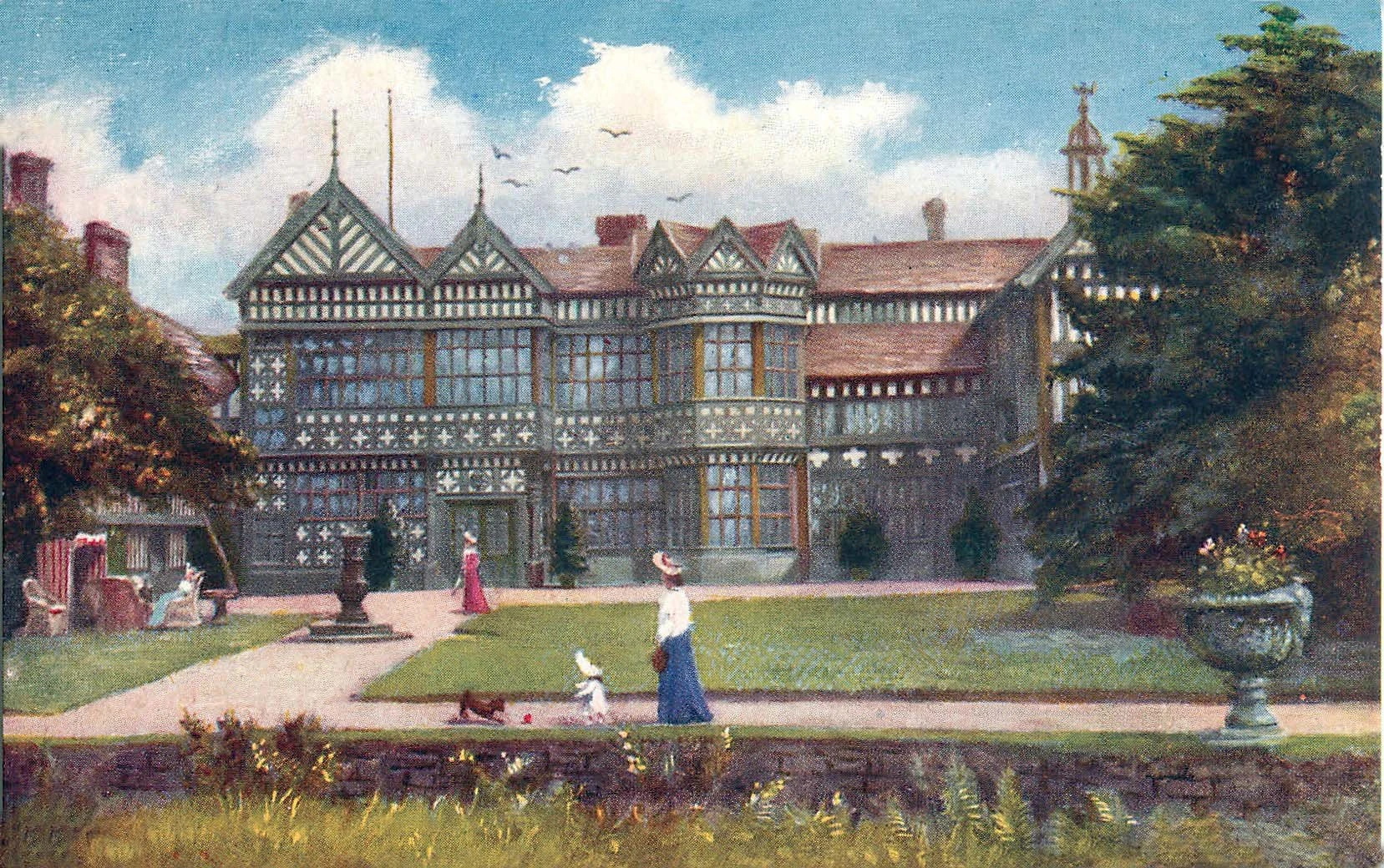 Bramall Hall Courtyard Oil Painting from 1905