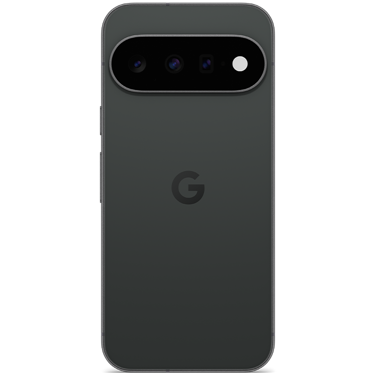 Google Pixel 11 sedd bakifrån i svart färg med trippelkamera och Google-logotyp.