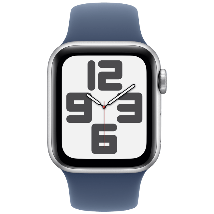 Apple Watch SE (2024) silver sportband denim 40mm framsida