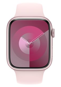 Apple Watch Series 9 45 mm Alu Sportband Light Pink Front