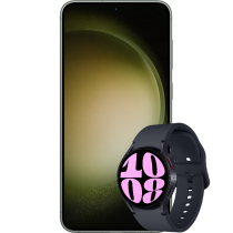 Comviq Samsung Galaxy S23+ grön med klockan Galaxy Watch6