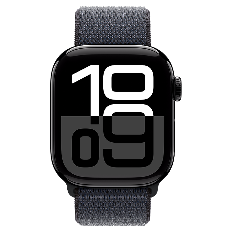 Apple Watch Series 10 Cellular 42mm Jet Black Aluminum Ink Sport Loop Pure Front 748x748