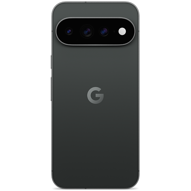 Baksida av en svart Google Pixel 11 Pro XL med trippelkamera och Google-logotyp i mitten.