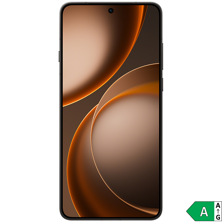 OPPO Find X9 Ultra i svart, framsida med centrerad kamera. EU-energimärkning klass A