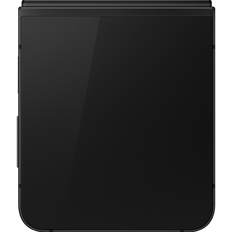 En vit Samsung Galaxy Z Flip7 FE sedd hopvikt bakifrån med en glänsande vit baksida