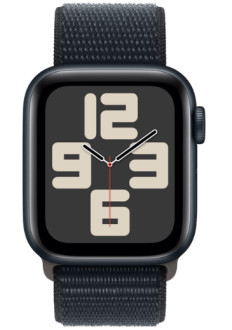 Apple Watch SE 40mm Midnight Alu Sportloop framsida