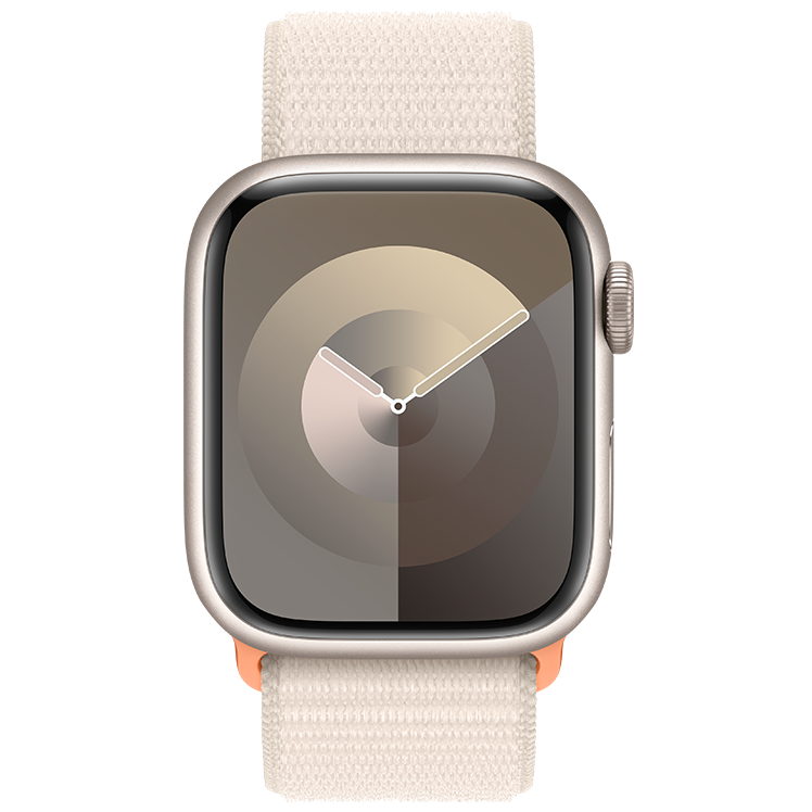 Apple-Watch-Series-9-41-mm-Alu-Sportloop-Starlight-Front