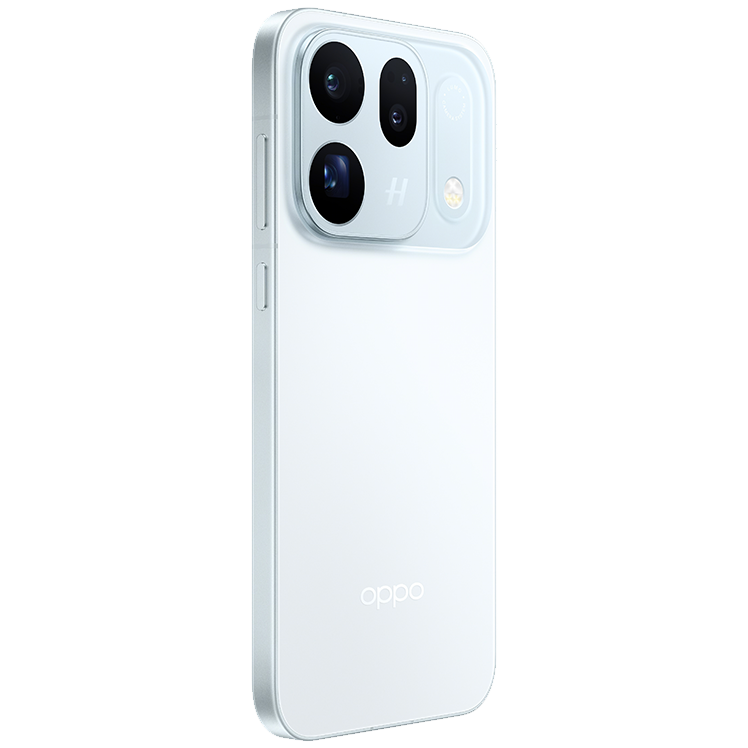 OPPO Find X10 i blått, sned vy bakifrån