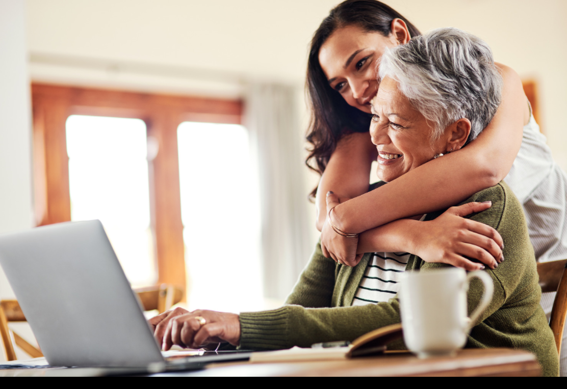 Daughter hugs mother