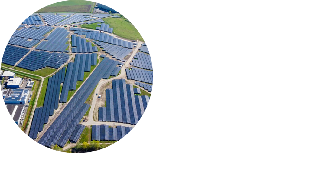 Ariel view of Groendus solar plant on a sunny day