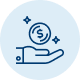 icon with a hand holding money