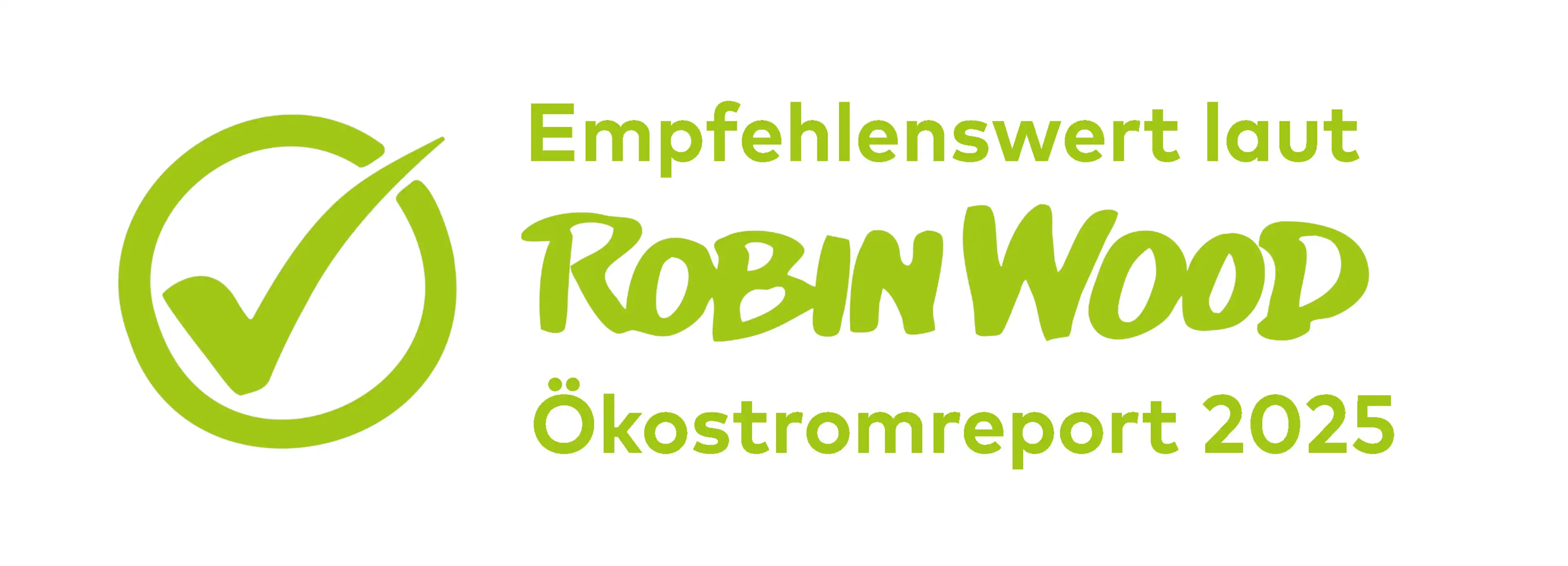 Siegel Empfehlenswert laut Robin Wood Ökostromreport 2025