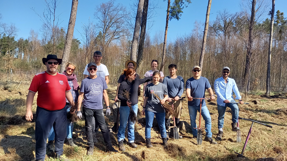  Prokon-Mitarbeitende bei der Pflanzaktion in Koßdorf