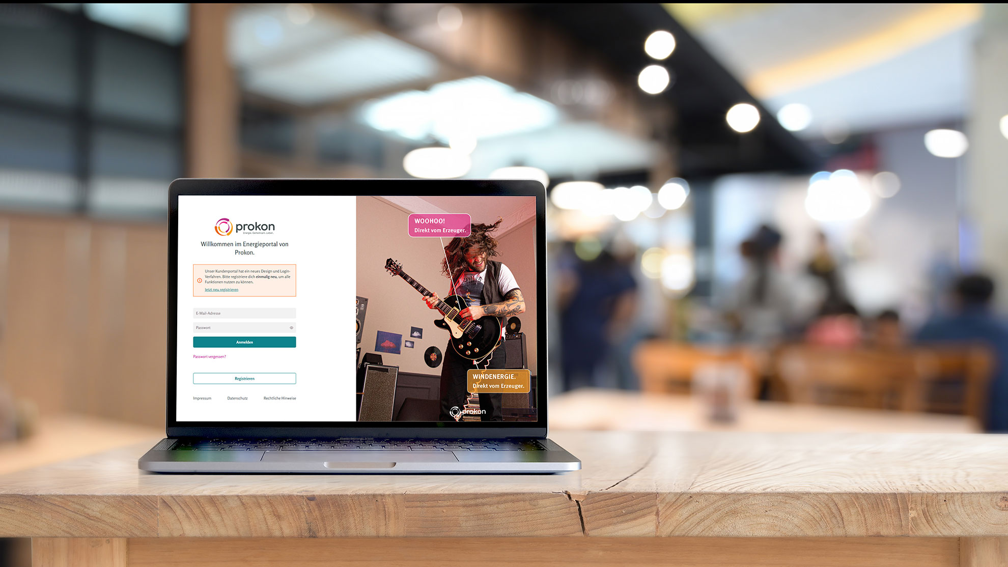 laptop with start screen of the energy customer portal