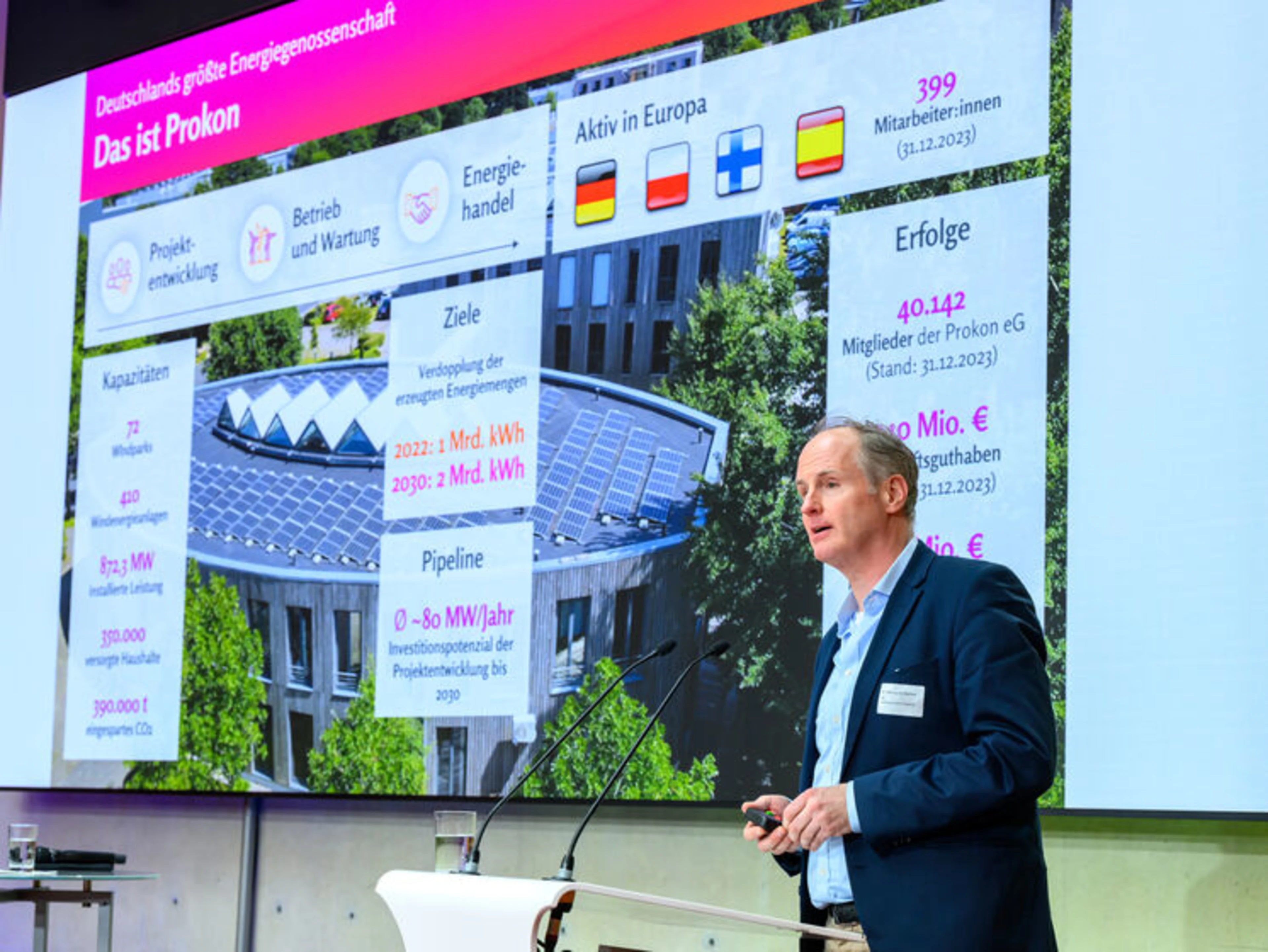 Präsentation der Prokon eG durch Henning von Stechow beim Bundeskongress genossenschaftliche Energiewende