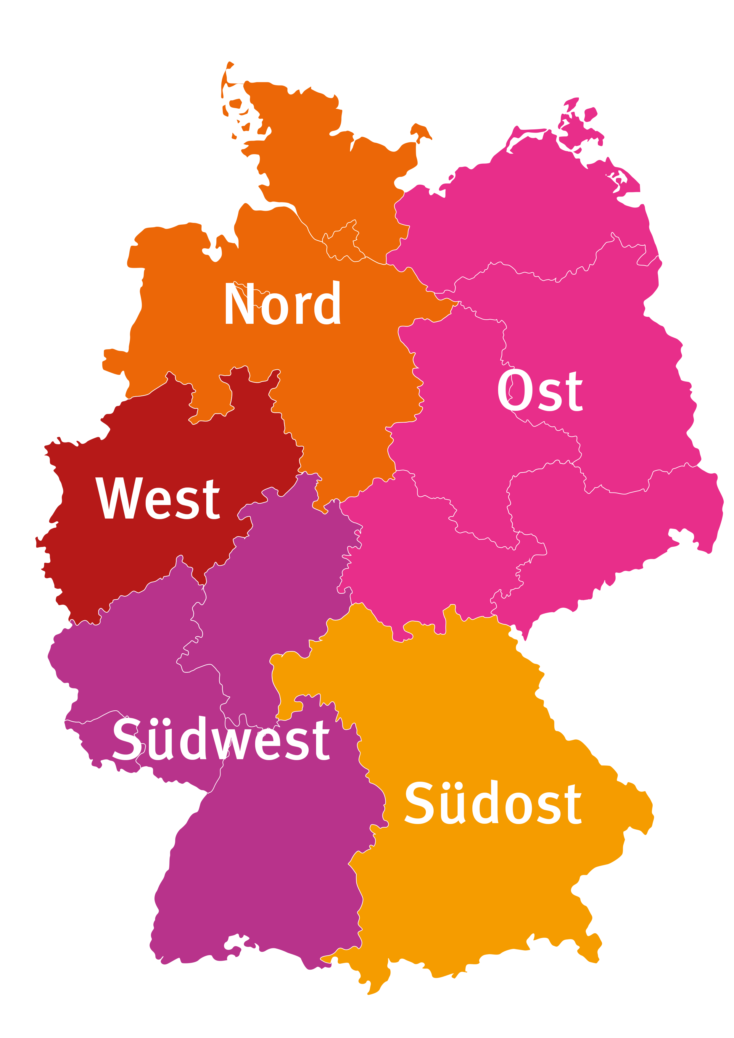 The map shows, which Federal States belong to which Regional Advisory Board.