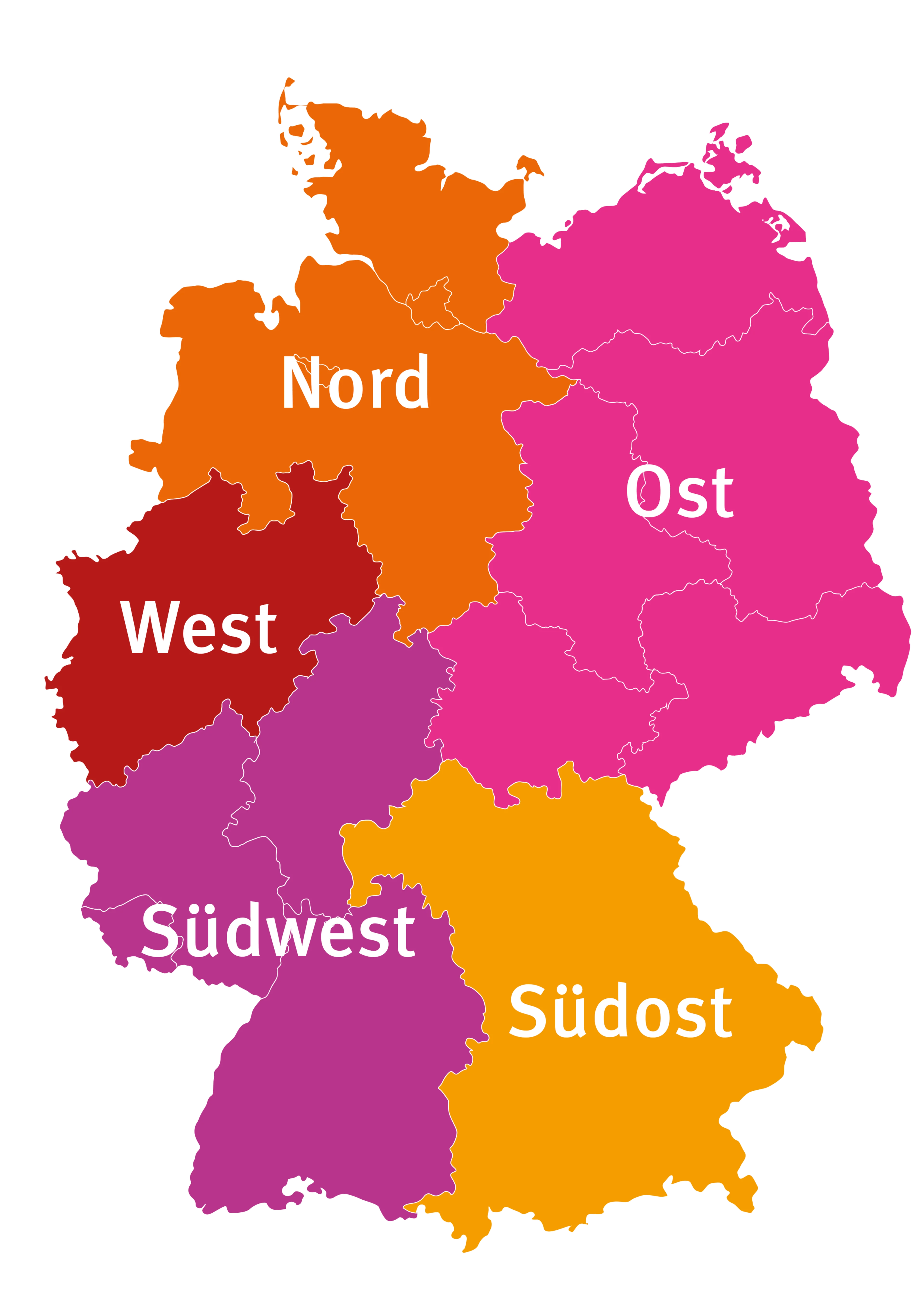 The map shows, which Federal States belong to which Regional Advisory Board.