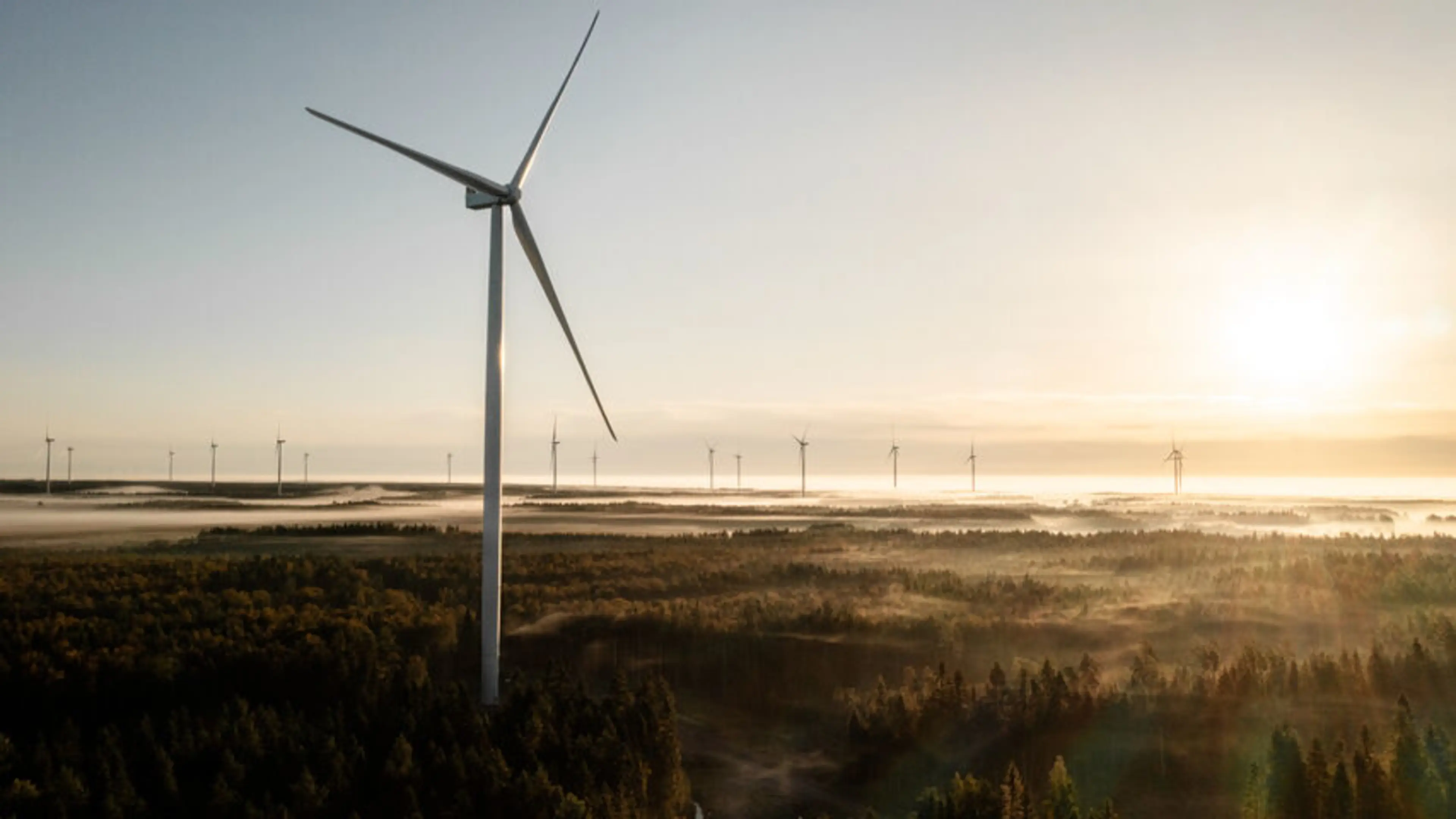 Prokon Windpark Björkliden bei Sonnenaufgang