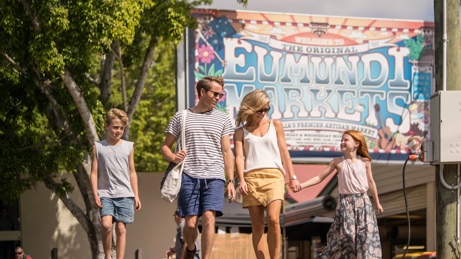 Family at The Original Eumundi Markets 