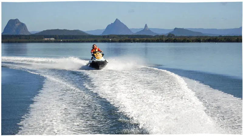 Jet ski on the Pumicstone Passage with Caloundra Jet ski