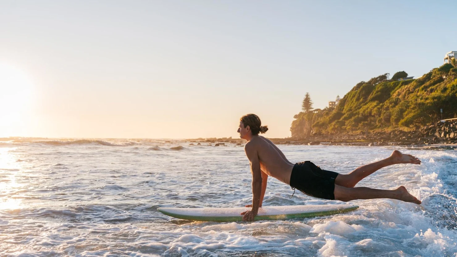Surfing at Moffat Beach, Sunshine Coast