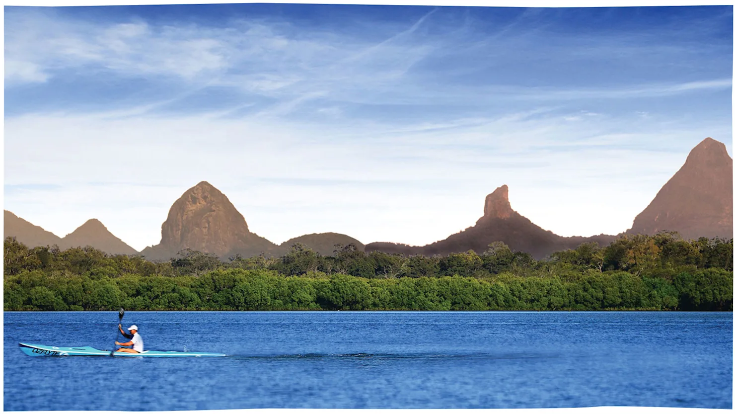 Pumicestone Passage with Glass House Mountains backdrop