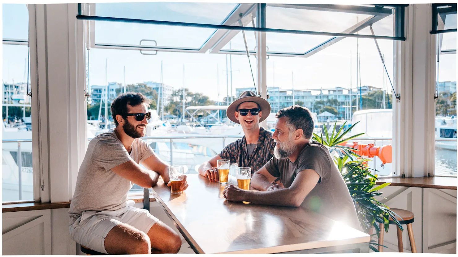 Marina views at The Dock Restaurant & Bar at the Wharf Mooloolaba.