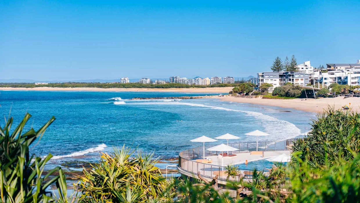 Aerial of Kings Beach, Caloundra, Sunshine Coast