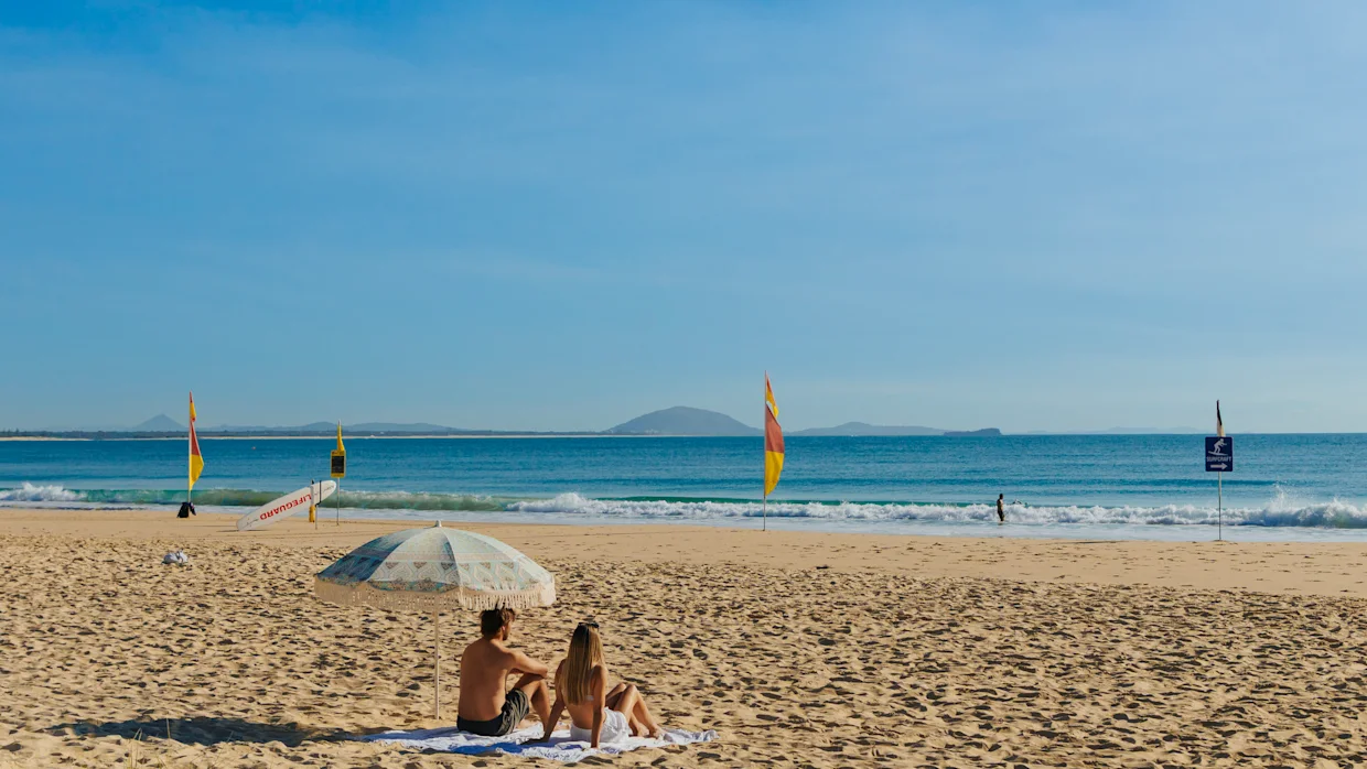 Couple on the beach Mooloolaba Spit 