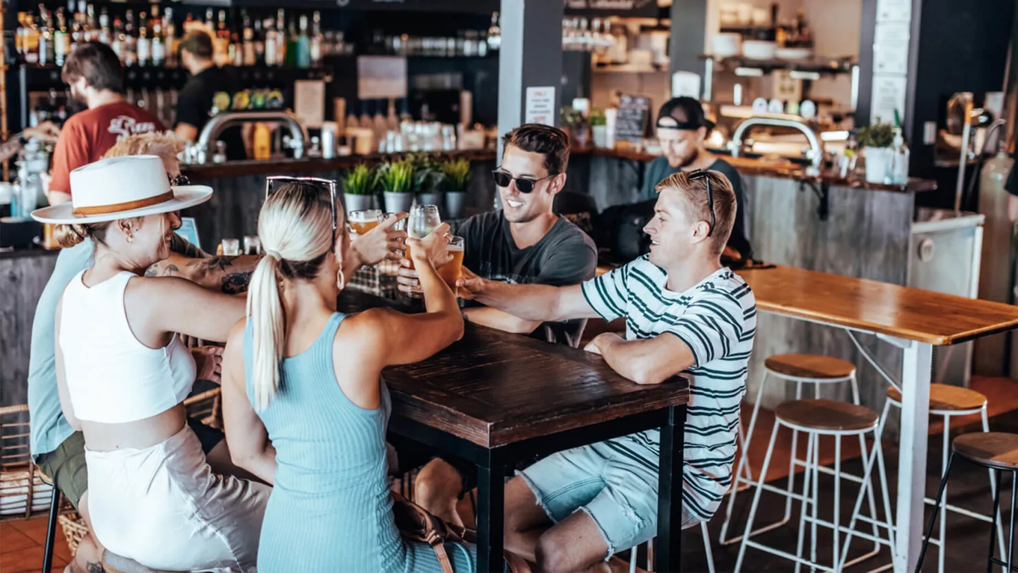 Friends at Moffat Beach Brewing Co, Caloundra