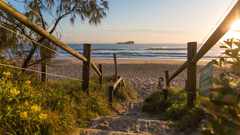 Beach access for sunrise at Mudjimba Beach