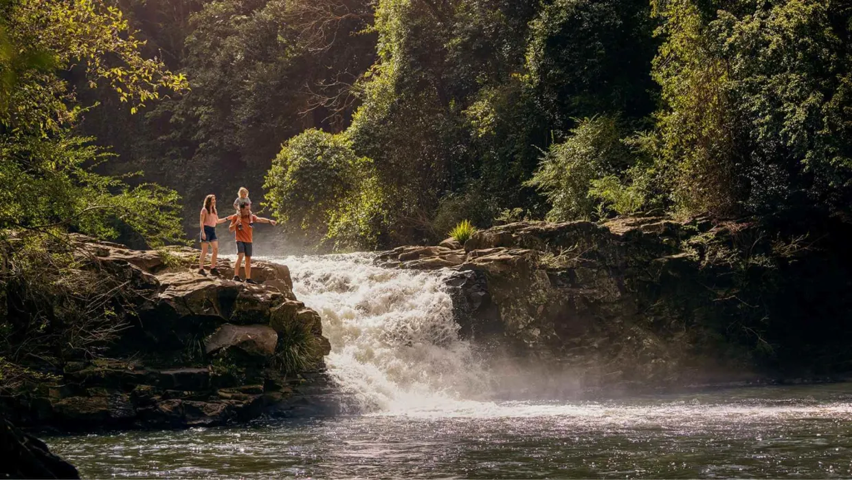 Family at Gardners Falls, Maleny